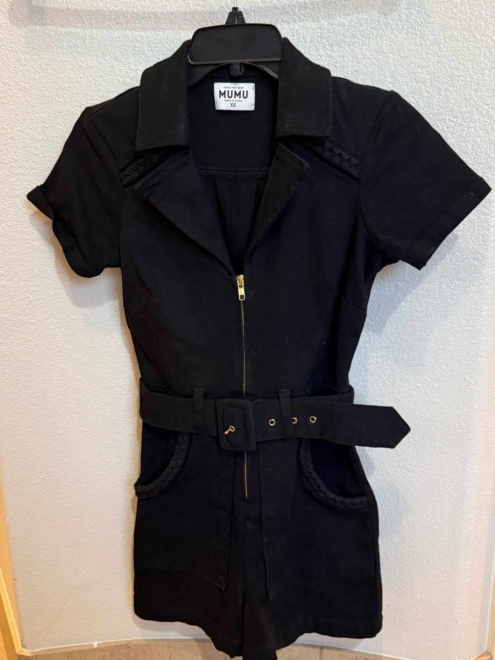 Show Me Your MuMu Black Short Sleeve Belted Romper